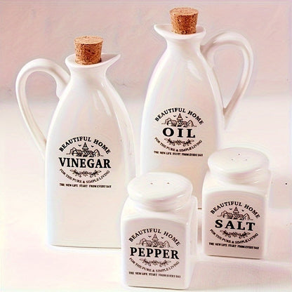 Set Huile, Vinaigre, Sel & Poivre en Céramique