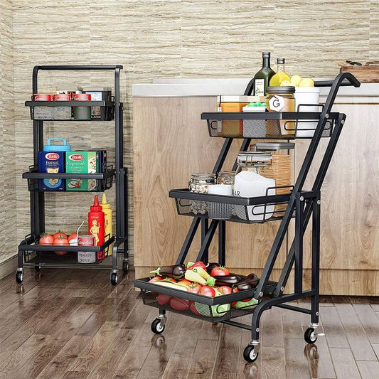 Clinson FlexiCart™ – Chariot 3-en-1 Pliable et Mobile | Rangement Intelligent pour la Maison