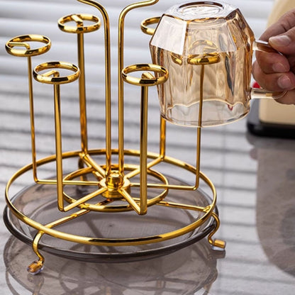 Porte-gobelet en verre rotatif avec plateau de rangement