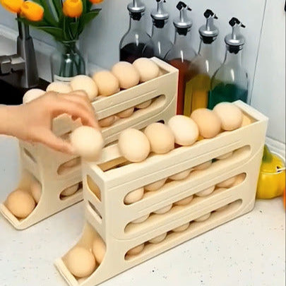 Organisateur d'Œufs en Bois à Design Incliné - Distributeur d'Œufs Automatique