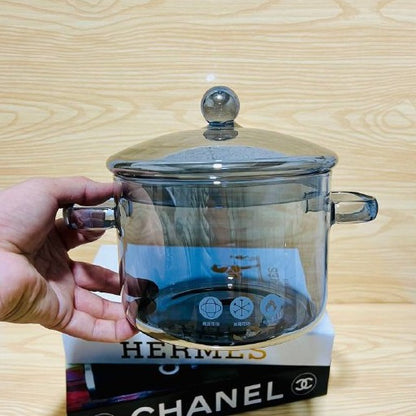 Casserole en Verre Ambré avec Couvercle - Capacité de 1,5 L