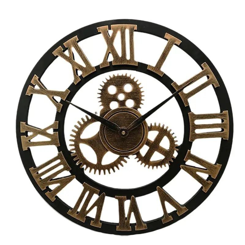 Horloge Murale Industrielle en Métal – Design Vintage avec Rouages Apparents