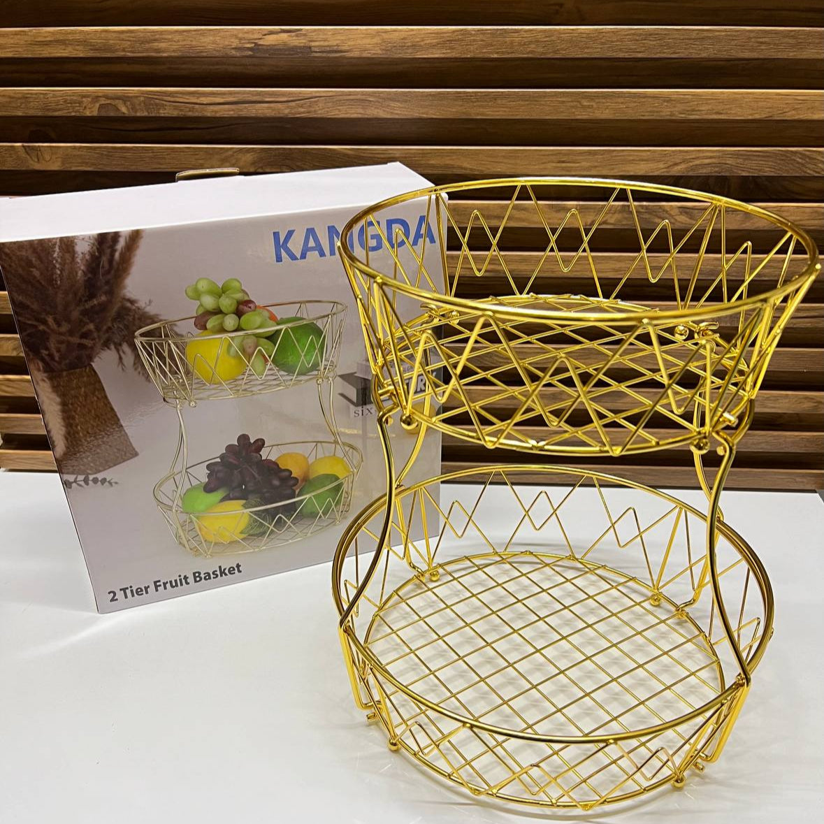 Corbeille à Fruits 2 étage Design en Métal Doré – Élégante et Moderne