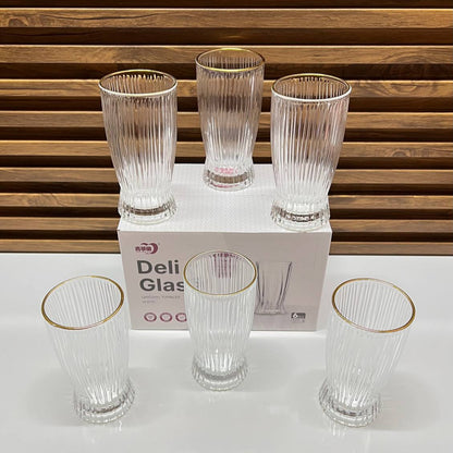 Ensemble 6 Verre transparent  élégance avec doré