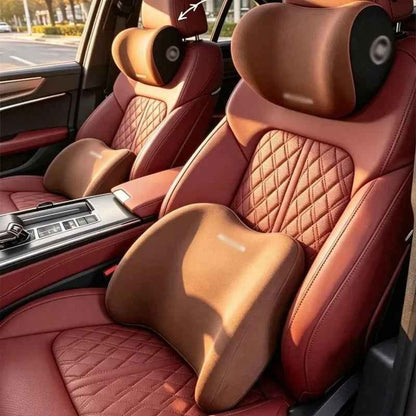 Kit Ergonomique Voiture Premium : Coussin Lombaire &amp; Repose-Tête en Mousse à Mémoire de Forme