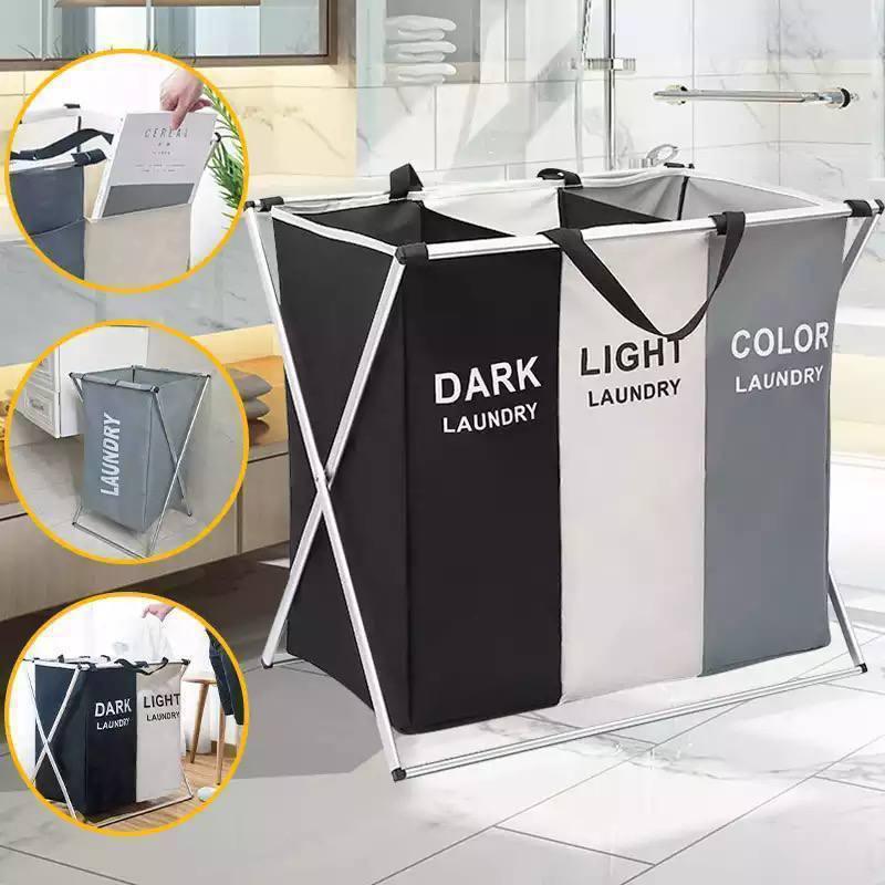 Panier de rangement pour vêtements sales organisateur pliable étanche à trois grilles