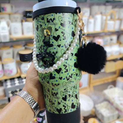 Gobelet Isotherme de Voyage avec Dragonne Fleurie et Pompon – Bouteille Nomade