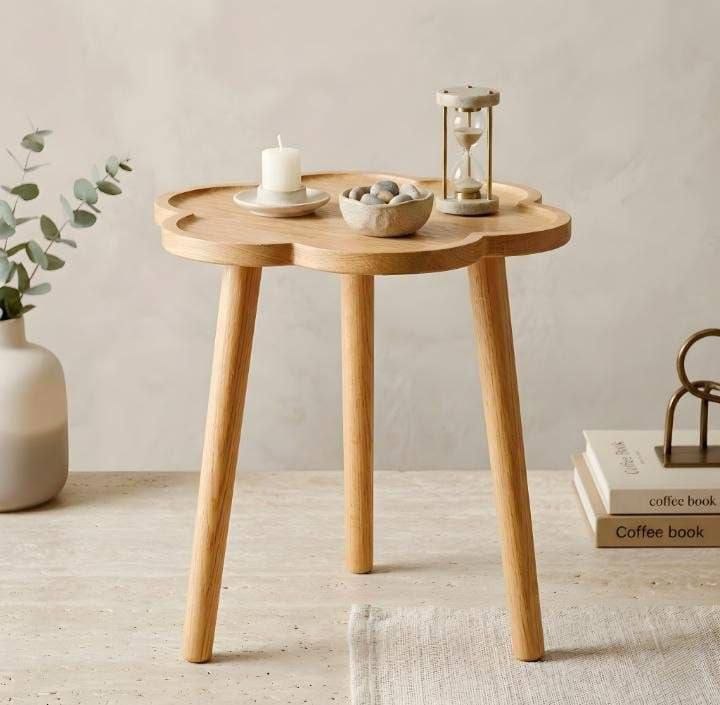 Table Basse Fleur en Bois Naturel – Bout de Canapé Design Fleur Scandinave