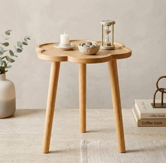 Table Basse Fleur en Bois Naturel – Bout de Canapé Design Fleur Scandinave