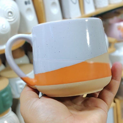 Ensemble de 3 Mugs en Céramique Mouchetée – Tasses Design Bleu, Vert et Orange