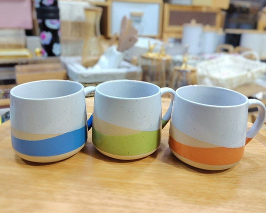Ensemble de 3 Mugs en Céramique Mouchetée – Tasses Design Bleu, Vert et Orange