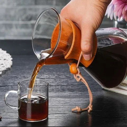 Cafetière en Verre Classique avec Poignée en Bois