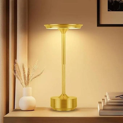 Lampe de Table LED Sans Fil Champignon – Veilleuse Rechargeable Tactile en Métal Doré