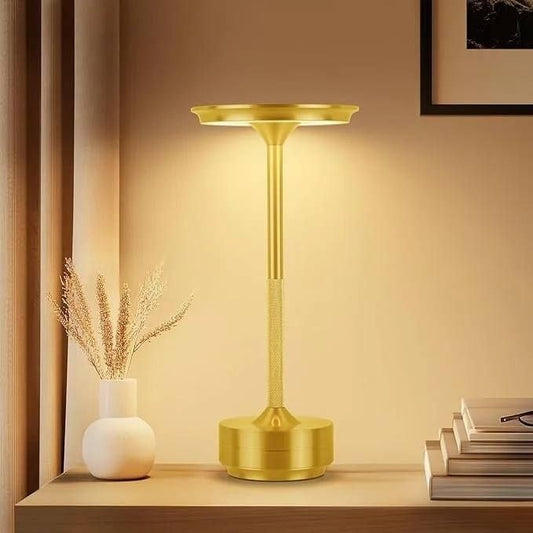 Lampe de Table LED Sans Fil Champignon – Veilleuse Rechargeable Tactile en Métal Doré