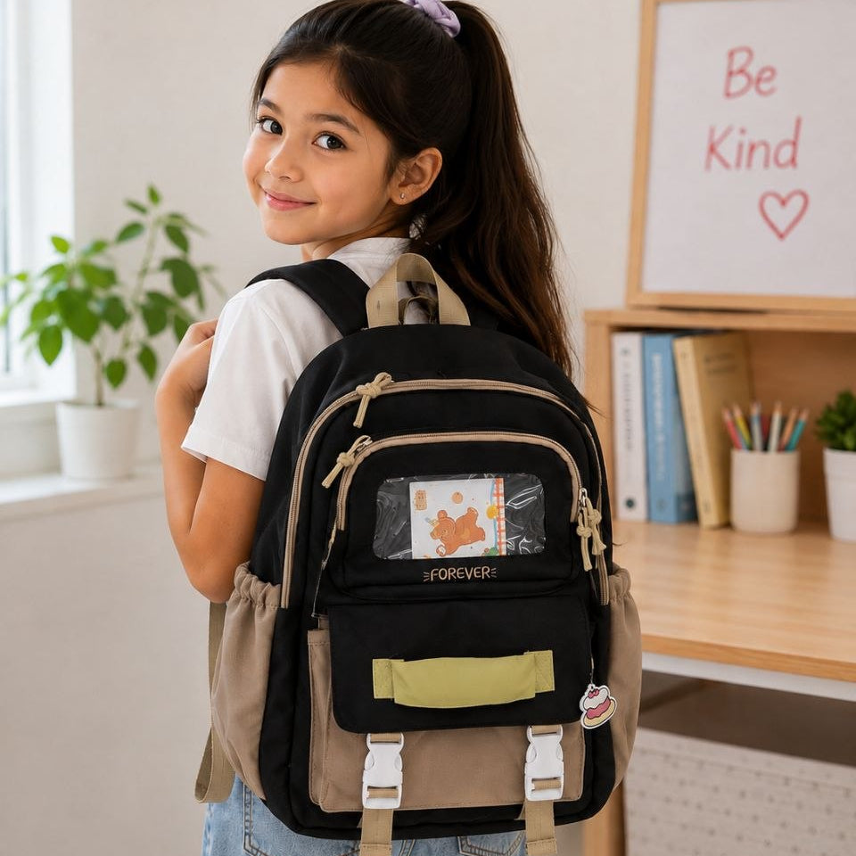 Sac à Dos Scolaire FOREVER Pastel – Cartable Ergonomique avec Fenêtre Transparente