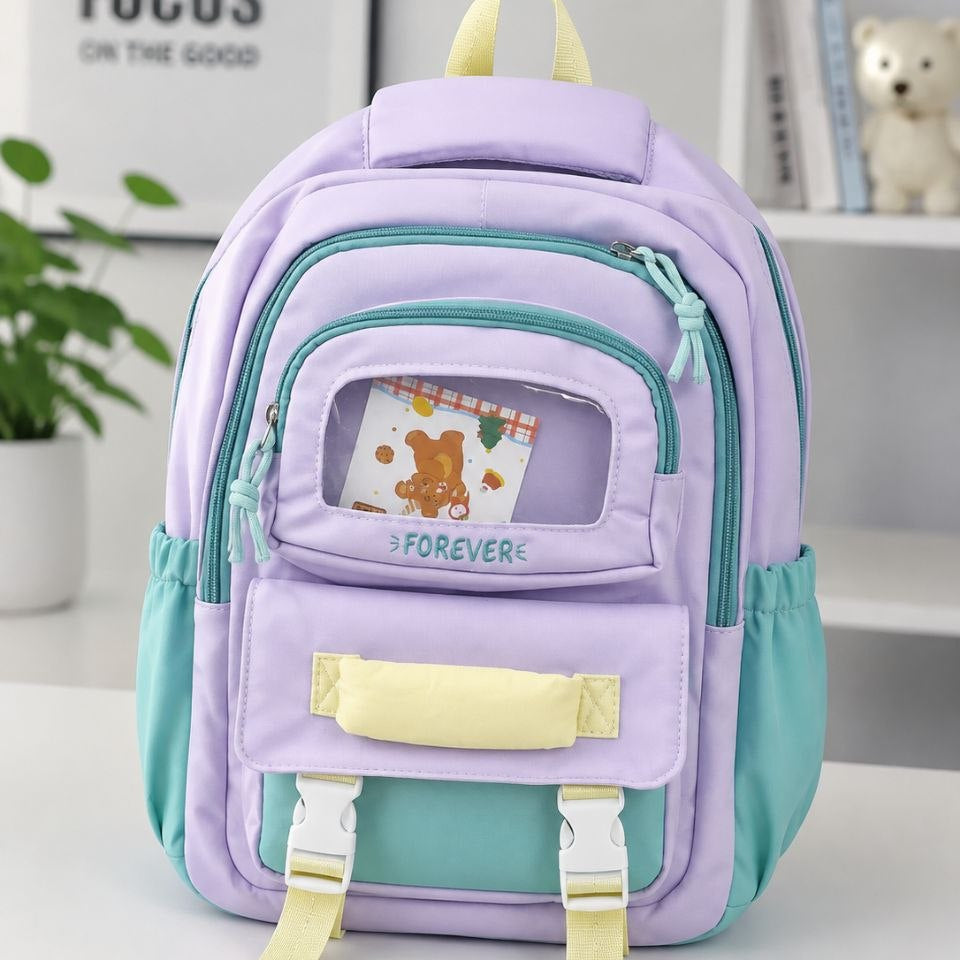 Sac à Dos Scolaire FOREVER Pastel – Cartable Ergonomique avec Fenêtre Transparente