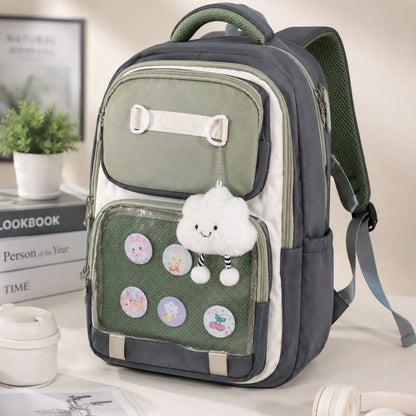 Sac à Dos Scolaire Multi-Poches avec Fenêtre Transparente – Cartable Ergonomique Style Kawaii (Médical)