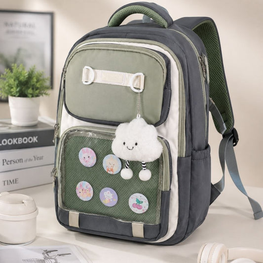 Sac à Dos Scolaire Multi-Poches avec Fenêtre Transparente – Cartable Ergonomique Style Kawaii (Médical)