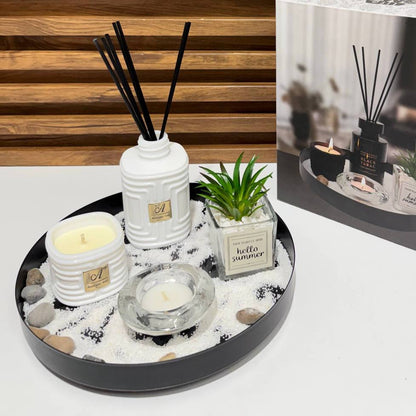 Kit Ambiance Aromatique – Plateau Senteur Céramique & Succulente