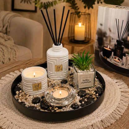 Kit Ambiance Aromatique – Plateau Senteur Céramique & Succulente
