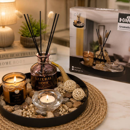 Kit Ambiance Aromatique – Plateau Senteur Céramique & Succulente