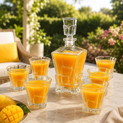 Service à Boisson en Cristal Ciselé – Carafe et 6 Verres Assortis
