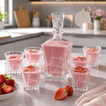Service à Boisson en Cristal Ciselé – Carafe et 6 Verres Assortis