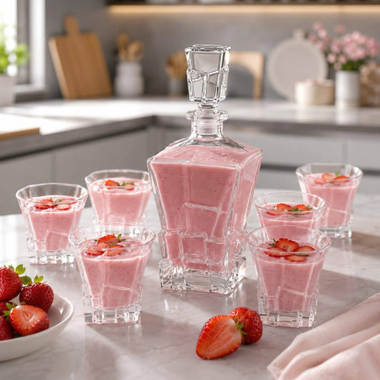 Service à Boisson en Cristal Ciselé – Carafe et 6 Verres Assortis