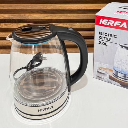 Bouilloire Électrique en Verre et Inox 2.0L – Bouilloire Transparente avec Éclairage LED