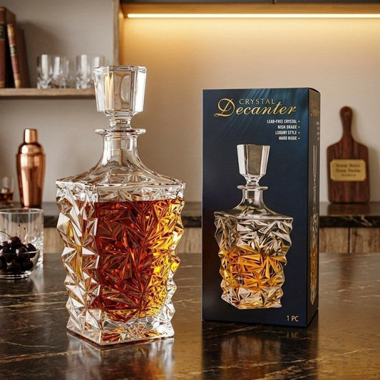 Carafe à Whisky en Cristal Facetté – Bouteille de Luxe pour Spiritueux