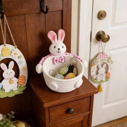 Ensemble de Paniers Lapin Mignons en Corde de Coton (Lot de 3)