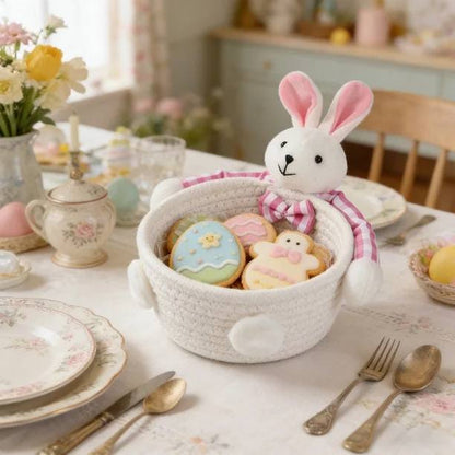 Ensemble de Paniers Lapin Mignons en Corde de Coton (Lot de 3)