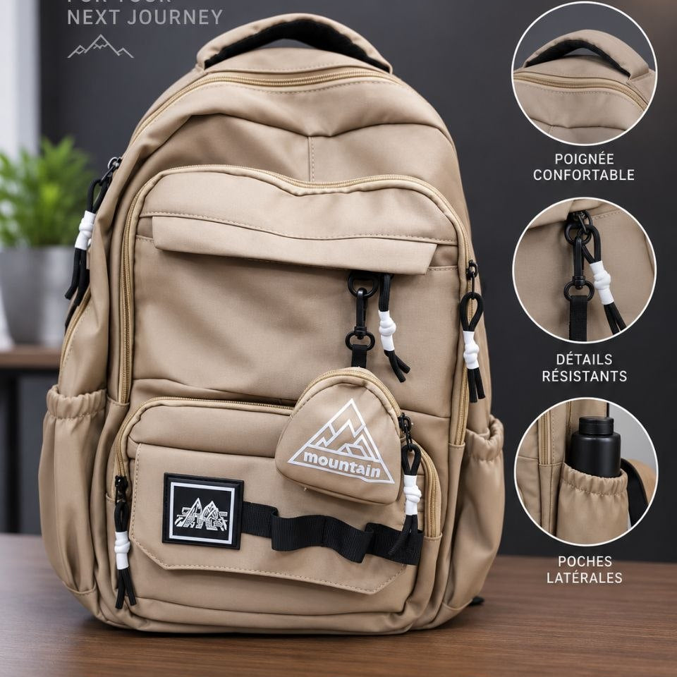 Sac à Dos Scolaire Kawaii Rose – Cartable Ergonomique avec Mini Trousse Ours