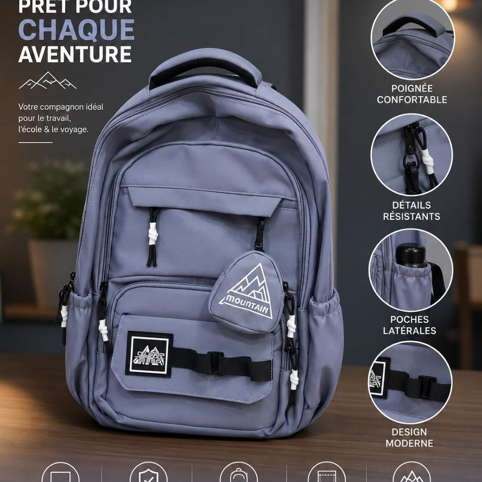 Sac à Dos Scolaire Kawaii Rose – Cartable Ergonomique avec Mini Trousse Ours