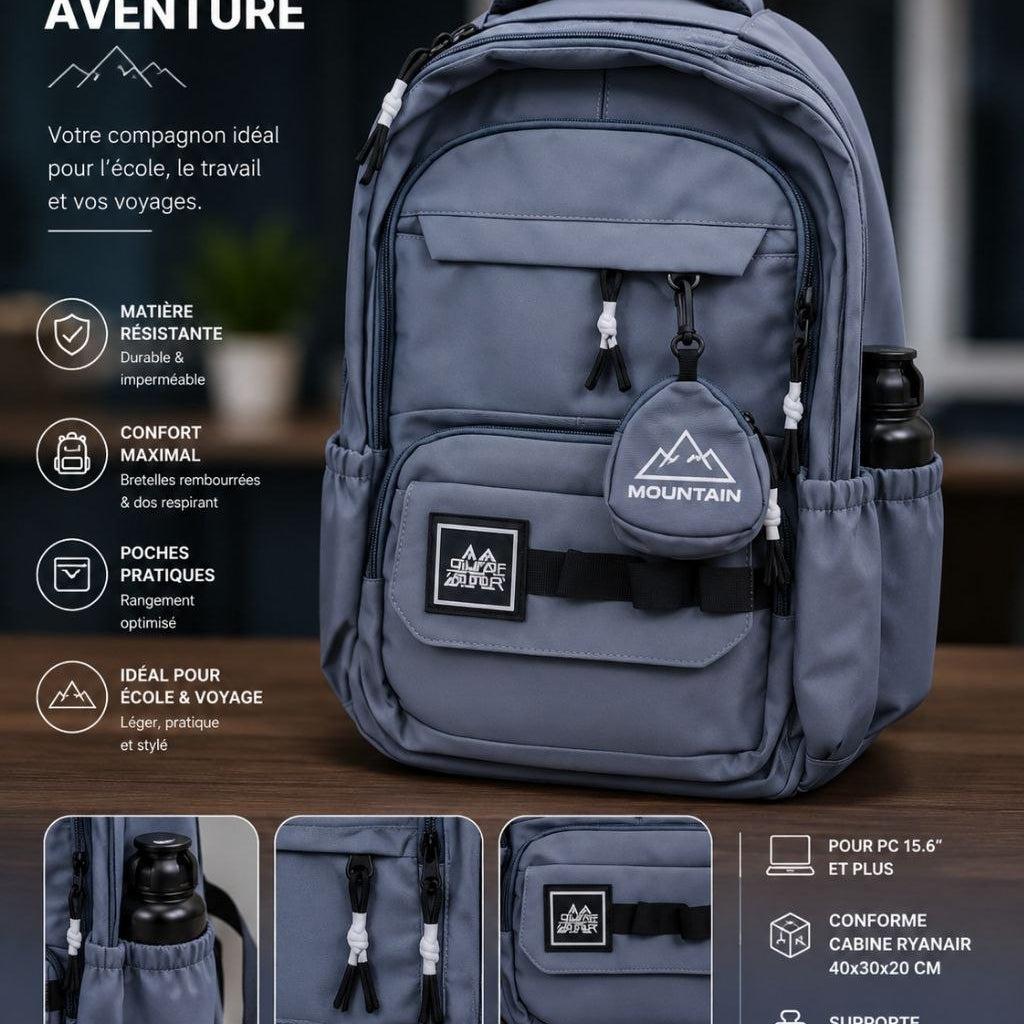 Sac à Dos Scolaire Kawaii Rose – Cartable Ergonomique avec Mini Trousse Ours