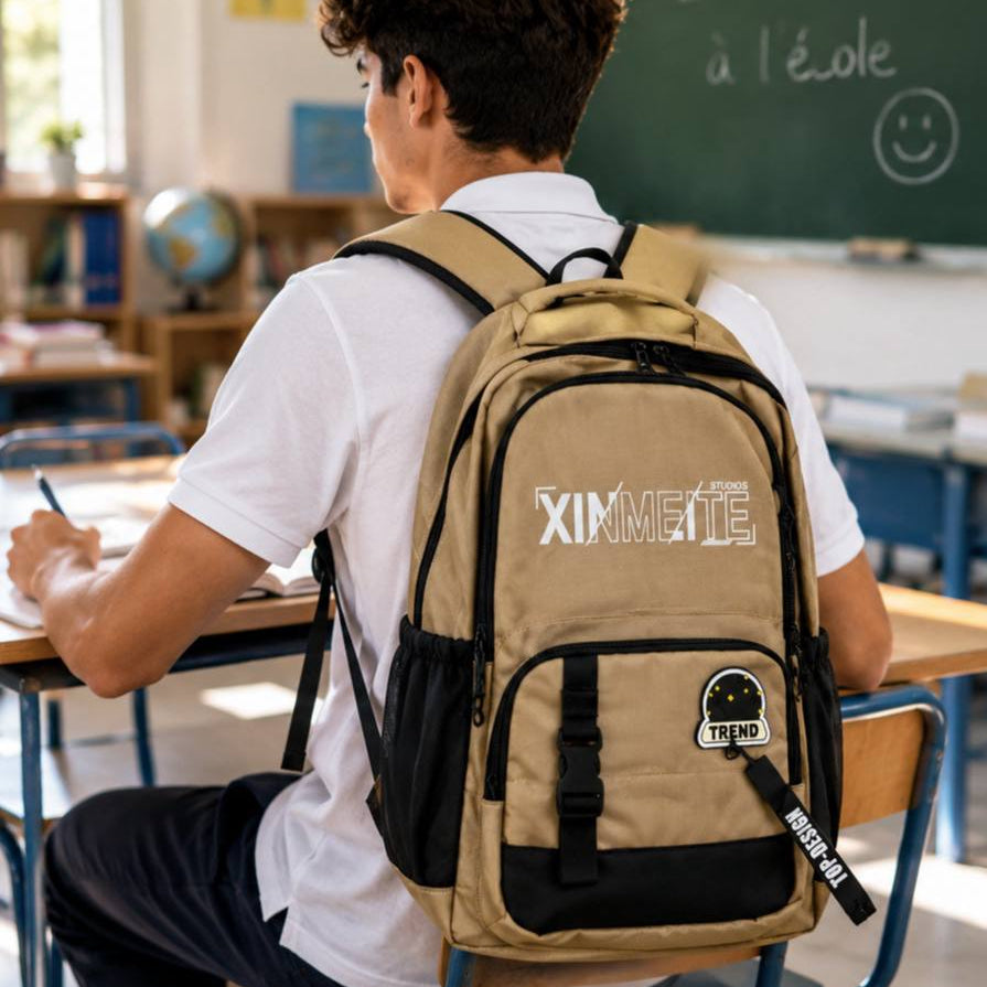 Sac à Dos Scolaire XINMEITE – Cartable Urbain Grande Capacité Style Streetwear