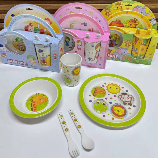 Kit Vaisselle Enfant Complet en Mélamine (5 Pièces)