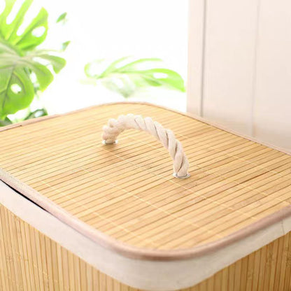 Panier à Linge en Bambou avec Couvercle