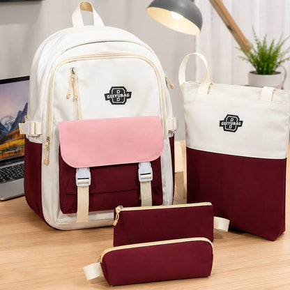 Ensemble Scolaire GUIYUBAG 4 Pièces – Pack Sac à Dos, Sac Cabas et Trousses