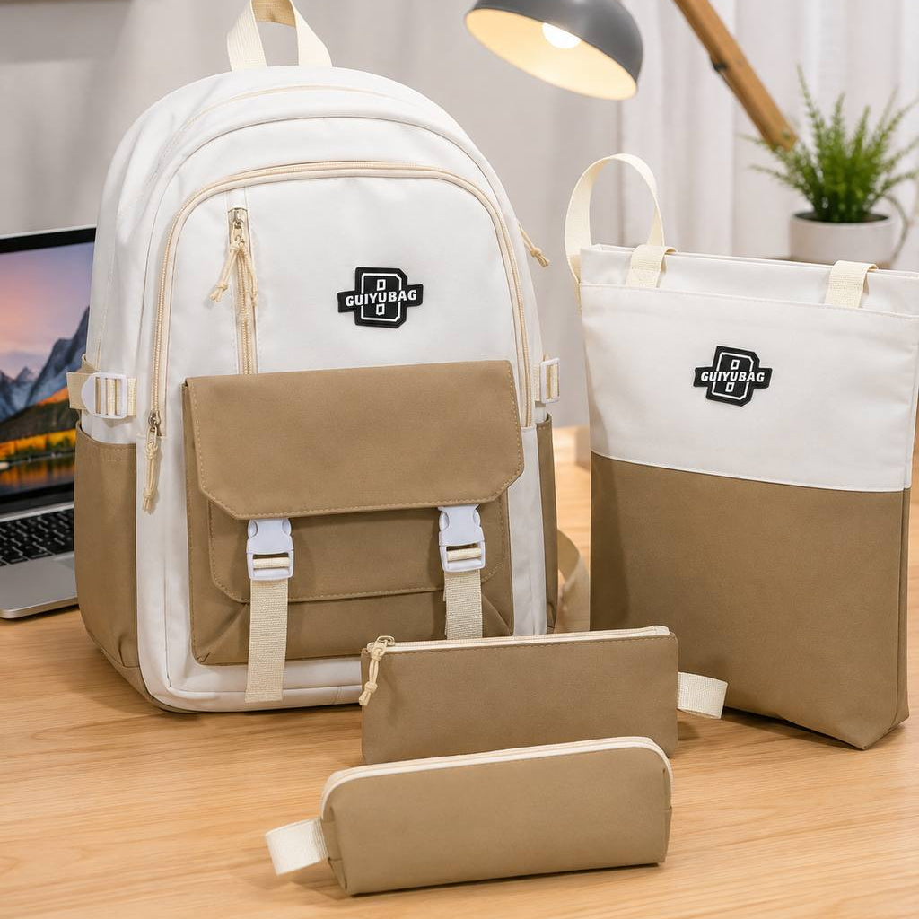 Ensemble Scolaire GUIYUBAG 4 Pièces – Pack Sac à Dos, Sac Cabas et Trousses