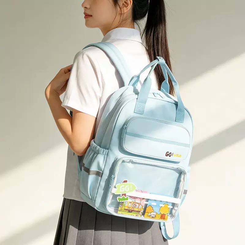 Sac à Dos Scolaire Ultra-Léger – Cartable Ergonomique avec Poche Transparente