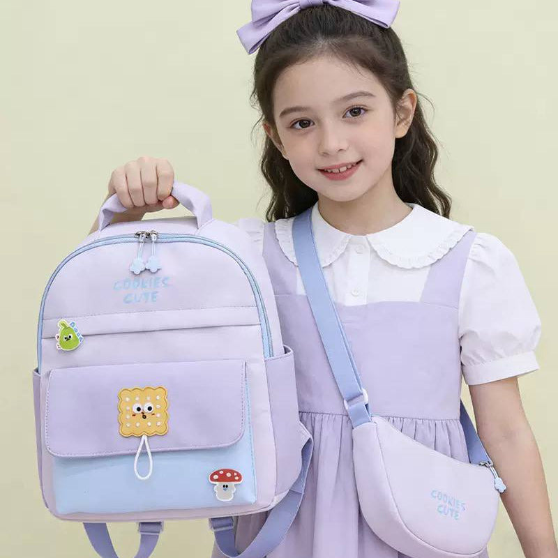Ensemble Sac à Dos Scolaire et Sac Bandoulière Kawaii – Pack de 2 Sacs d'École Légers