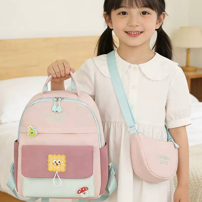 Ensemble Sac à Dos Scolaire et Sac Bandoulière Kawaii – Pack de 2 Sacs d'École Légers