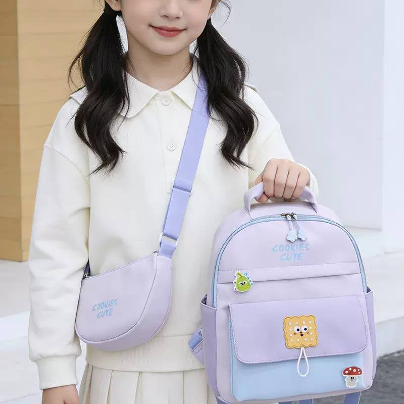 Ensemble Sac à Dos Scolaire et Sac Bandoulière Kawaii – Pack de 2 Sacs d'École Légers