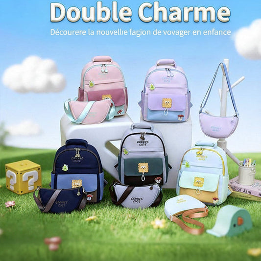 Ensemble Sac à Dos Scolaire et Sac Bandoulière Kawaii – Pack de 2 Sacs d'École Légers