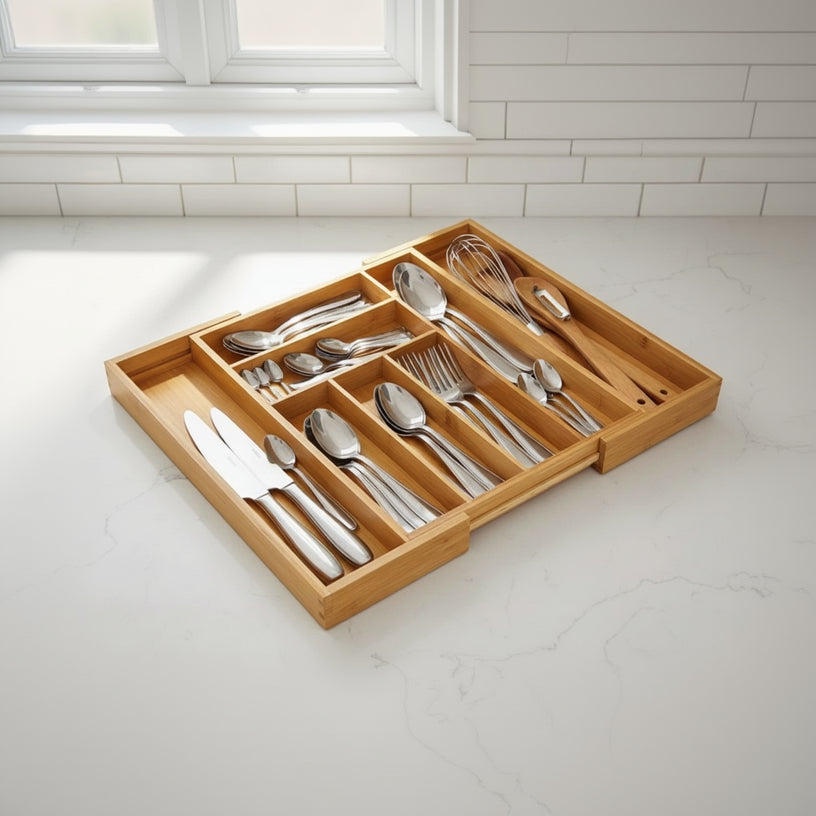 Plateau Organisateur de Tiroir Extensible en Bambou