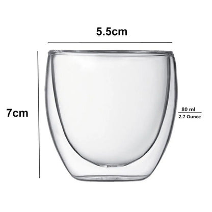 6 Tasse à café  en Verre Double 80 ML