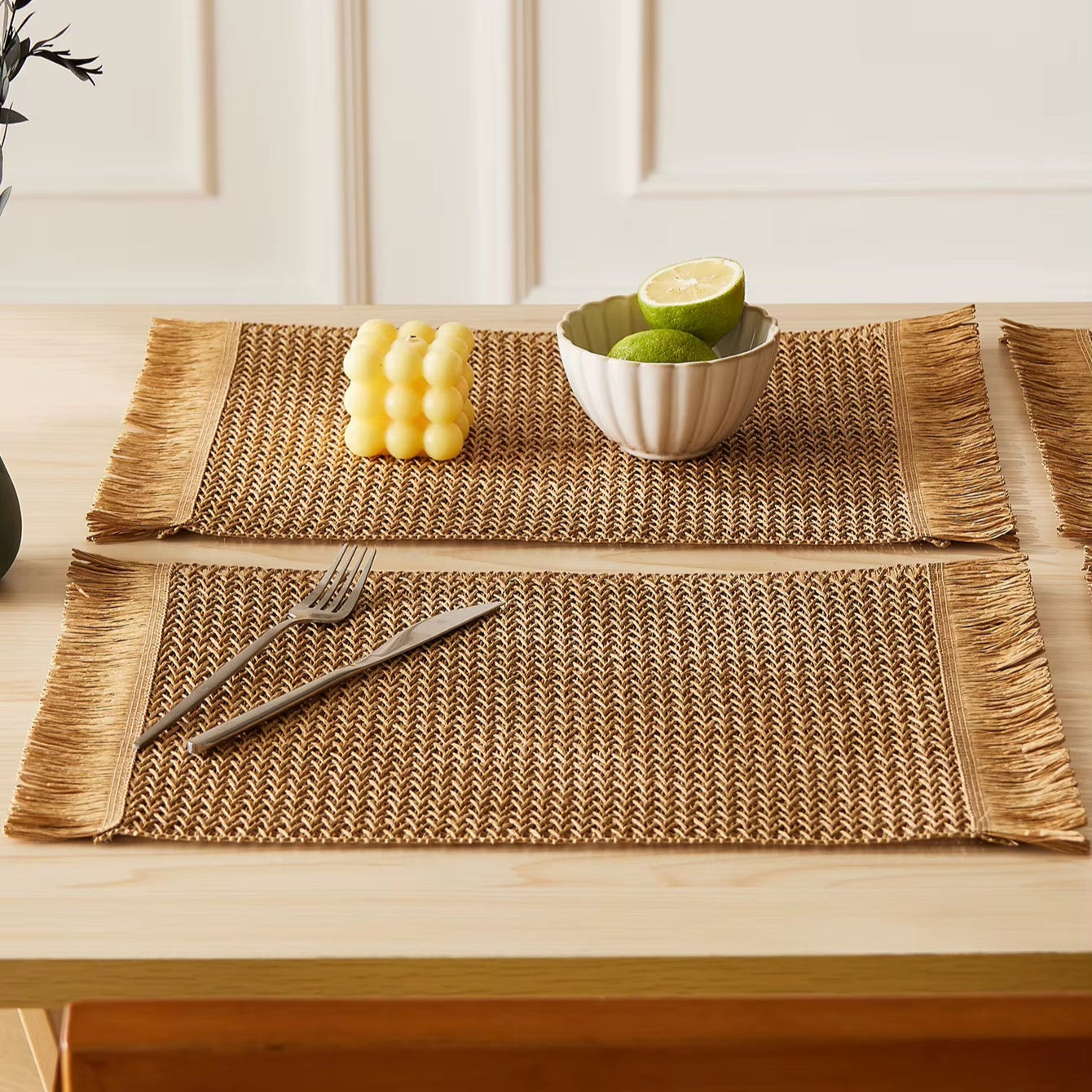Napperons tressés en papier à franges Inttox – Lot de 6 pièces