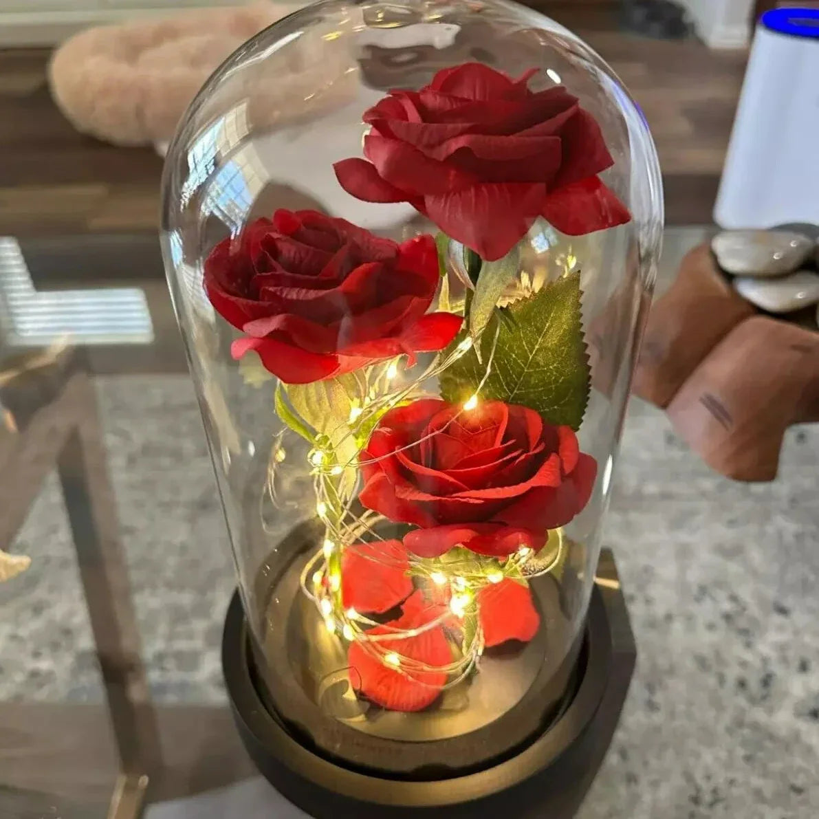 Rose Éternelle Rouge / Fleur Enchantée Lumineuse pour Épouse, Mère, Petite Amie.✨