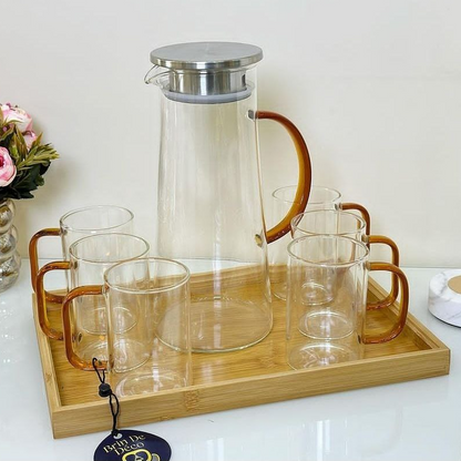 Service de Verres de Luxe : Carafe avec 6 Verres et Plateau